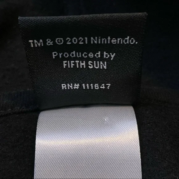 Nintendo Super Mario 2021 Fifth Sun RN 111847 Black Hoodie Size Small - Picture 6 of 6